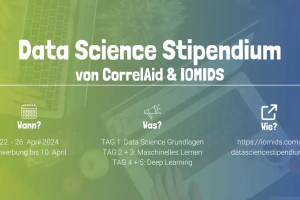 Hände von Personen, die am Laptop arbeiten und zusammengefasste Informationen zum Stipendium