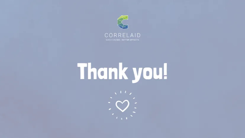 Text: "Thank you" mit CorrelAid Logo und einem Herz.